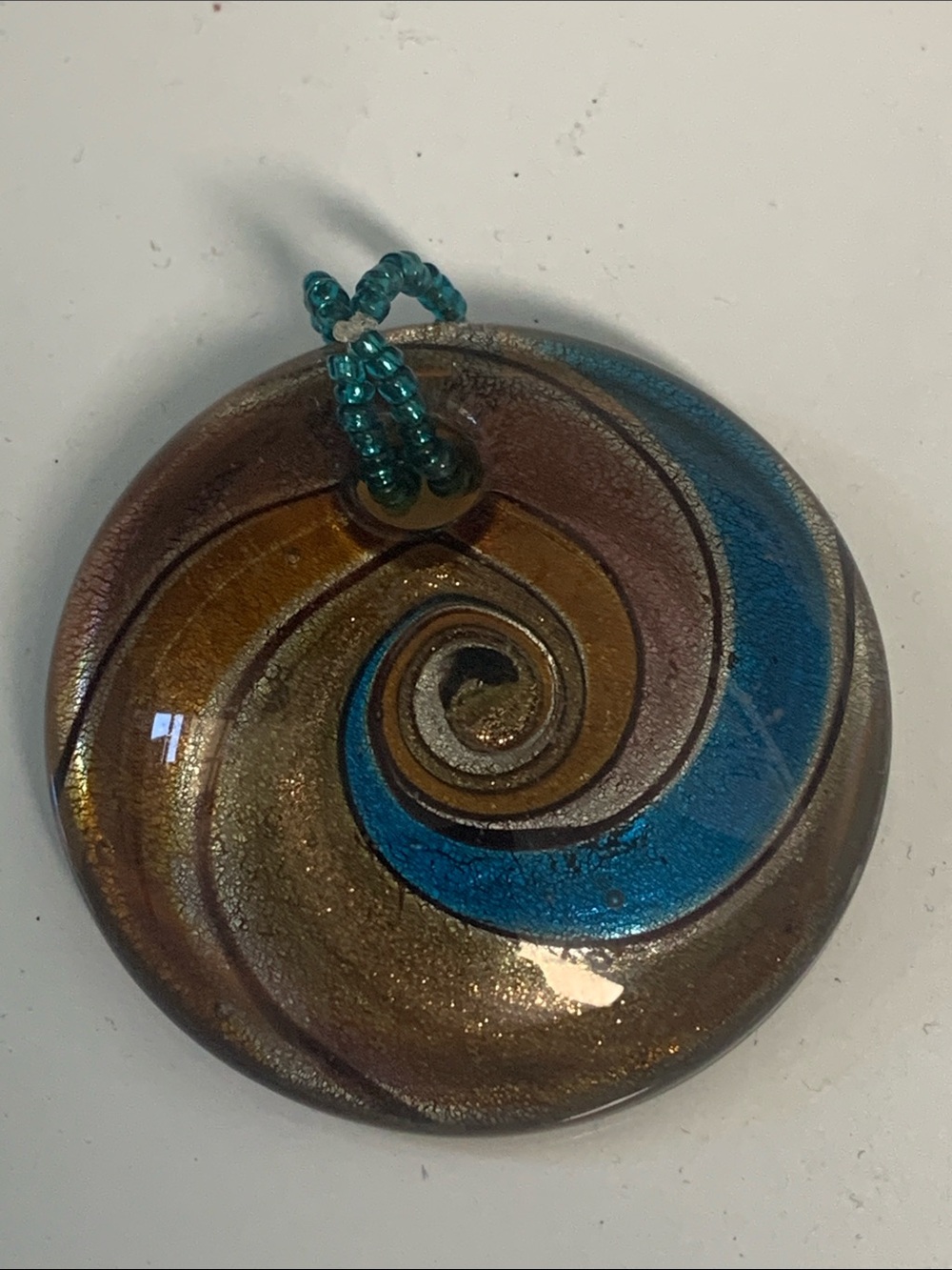 Blue and Gold Swirl Pendant